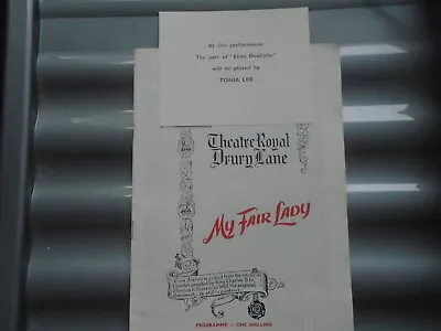 1958 My Fair Lady With Tonia Lee Playing Eliza Theatre Royal Drury Lane Program • £3