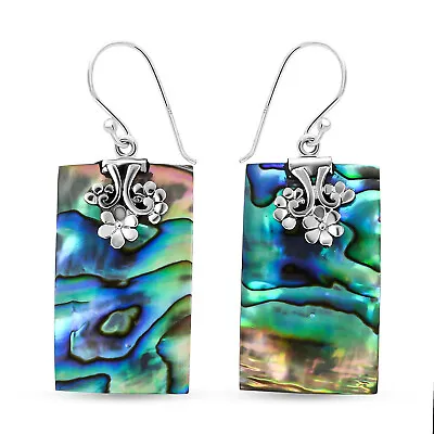 TJC Abalone Shell And Pearl Drop Dangle Earrings For Women In Sterling Silver • £12.99