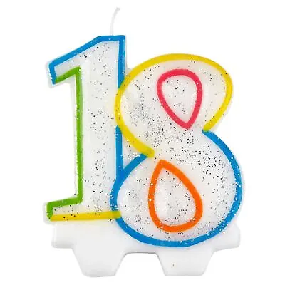 Multicoloured Number Milestone Big Birthday Cake Decoration Burning Wax Candles • £4.87