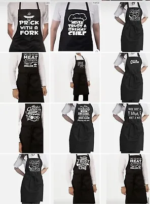 £4.99 • Buy Unisex Adult Humor Funny Novelty BBQ Rules Cooking Kitchen Aprons With Pockets