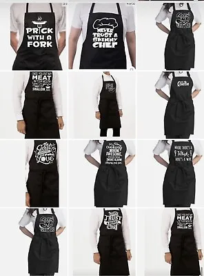 Unisex Adult Humor Funny Novelty BBQ Rules Cooking Kitchen Aprons With Pockets • £6.99