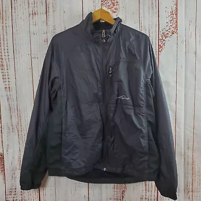 Eddie Bauer Jacket Mens Large Black Soft Shell Full Zip Mesh Lined Windbreaker • $19.95