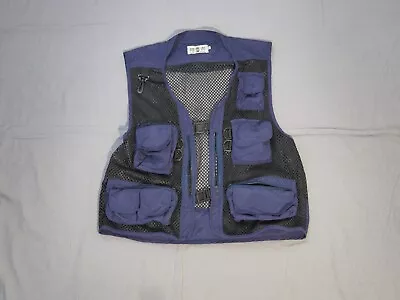 Lie Se Zhe Fishing Vest 2Xl XXL Mesh Blue Black Fly Utility Pockets Breathable • $19.99