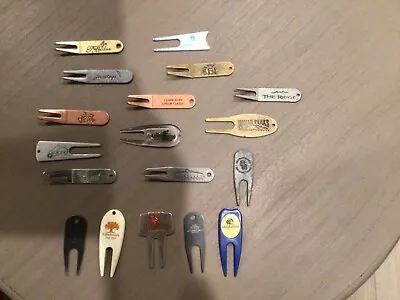 Collection Of 18 Golf Divot Tools From A Variety Of Courses And Clubs • $18