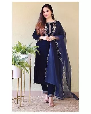 New Arrival Indian Bollywood Pakistani Salwar Kameez Party Wear Velvet Suit Set • £31.27