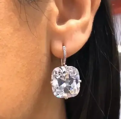 £4.99 • Buy Trendy 925 Sterling Silver Women Big Diamond Cut Simple Ear Stud Drop Earrings