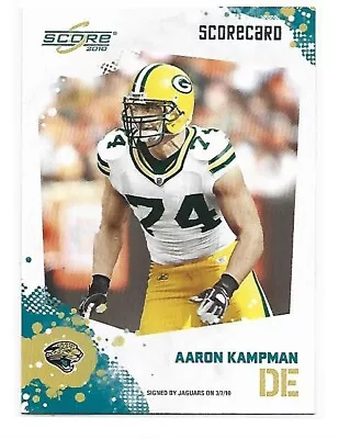 2010 Score Scorecard  #137  AARON KAMPMAN  ~  Jaguars  ~  187/499 • $1.89