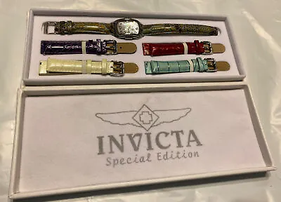 In Box Invicta Baby Lupah II Silver Tone Opal Face Swiss Watch W/5 Leather Band • $179.95