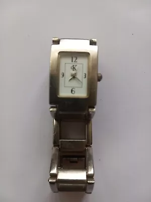 Calvin Klein Silver Watch Rectangular Dial Square Block Swiss (Needs Battery) • £0.99