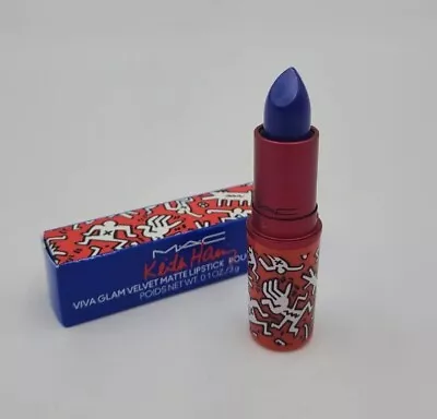 MAC X Keith Haring Viva Glam Velvet Matte Lipstick Canal Blue NIB • $25