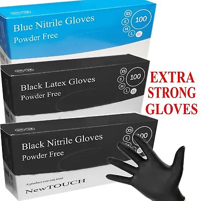 NewTOUCH Heavy Duty Powder Free Black& Blue Nitrile Latex Gloves TATTOO MECHANIC • £8.49