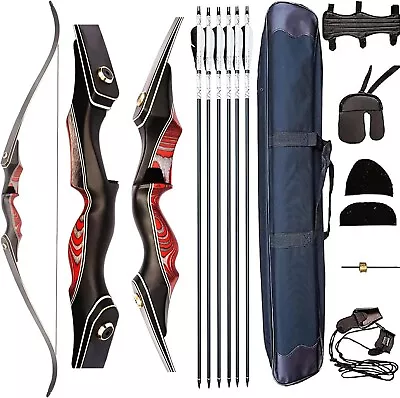 Recurve Bow Set Professional Aldults Archery Hunting Bow Kit55'' Takedown Bow • $119.99