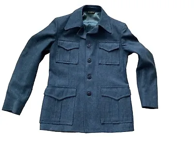 Vintage Tailors Bench Flap Pocket Tweed Jacket Teal Blue • $58