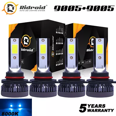 Combo 9005 9006 Ice Blue 8000K COB LED Headlight Kit Bulbs High Low Beam US • $14.98