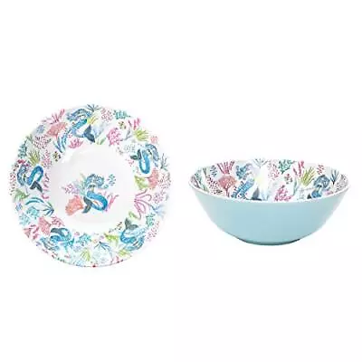 Mermaid Garden Serving Bowl Salad Bowl Nautical Beach House Kitchen Blue Merm... • $24.59