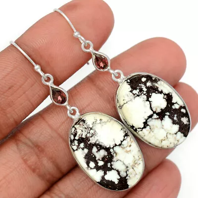 Natural Wild Horse & Garnet 925 Sterling Silver Earrings Jewelry CE28367 • $11.99