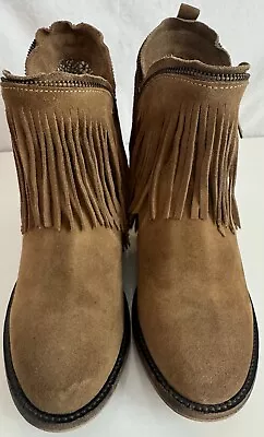 Women’s Western Boots Dingo JuJu Fringe Leather Ankle Boot Size 8.5M Tan Color • £33.25