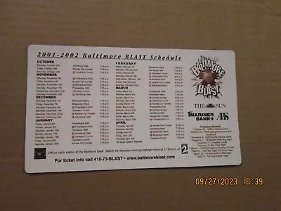 MISL Baltimore Blast Vintage Defunct 2001-2002 Team Logo Magnet Schedule • $15