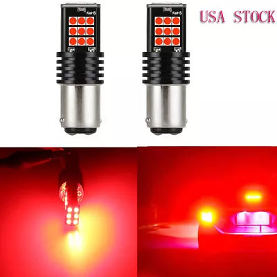 2x Red Storbe Flashing 1157 2057 BAY15D LED Brake Tail Light Bulbs For GMC Jeep • $13.50