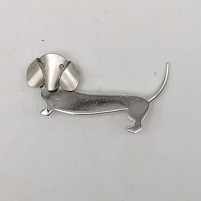 Vtg Beau Sterling Silver Dachshund Weiner Dog Brooch Pin Modernist Doxie Signed • $29.99