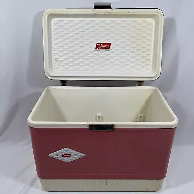 Vintage 1950s Pink Coleman Cooler Small Metal Diamond Logo 18X13X10.5 • $89.99