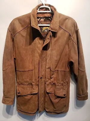 Vtg Adventure Bound Wilson's Long Duster Brown Leather Bomber Jacket Mens Small • $74.99