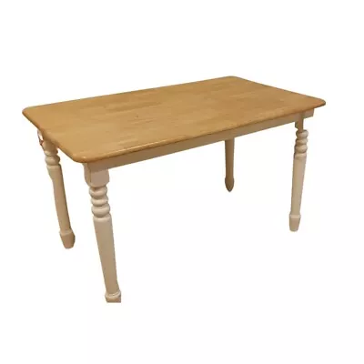 Simple Medium Wooden Country Cottage Rustic Dining Table Beige White • $30
