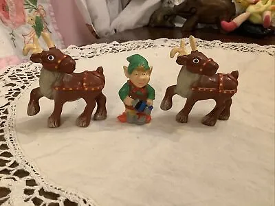 Santa’s Reindeer And Elf Cute Christmas Cake Figurines • £1.99