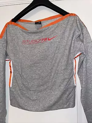 £10 • Buy Womens Nike Grey Marl Cotton Blend Studio 72 Long Sleeve Top BNT SIZE M
