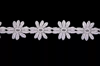 Unotrim 2  White Daisy Flowers Floral Guipure Cuttable Venice Lace Trim By Yard • $8.99