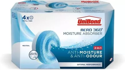 UniBond AERO 360° Moisture Absorber Neutral Refill Tab Ultra-Absorbent 4 Pack • £9.99