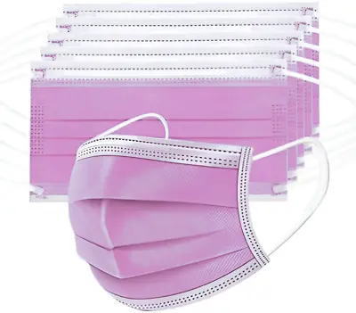 Face Mask 3-ply Surgical Disposable Non-Medical For Adults Children Pink Color • $6.60