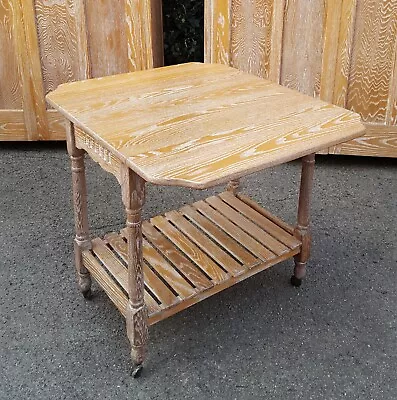 Limed Oak 2 Tier Drop Leaf Trolley Table • £195