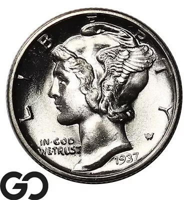 1937-D Mercury Dime Full Split Bands Premium Quality Superb Gem BU++ FSB • $43