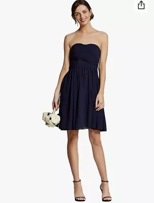 Tevolio Women's Chiffon Strapless Pleated Dress Prom Braidsmaid Formal Party Sz4 • $14.40