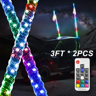 2x 3ft Spiral LED Whip Lights For ATV UTV Accessories RZR Can-Am Polaris Antenna • $84.95
