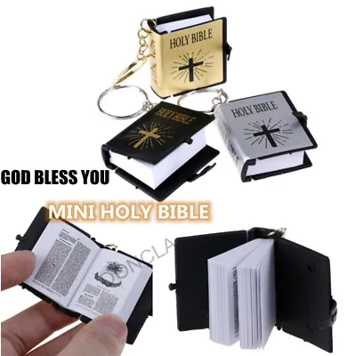 $1.27 • Buy Mini English Holy Bible Keychain Religious Christian Jesus Cross Key 3 Co~gu