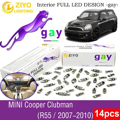 14Bulb Deluxe White LED Interior Light Kit For R55 2007-2010 MINI COOPER CLUBMAN • $17.63