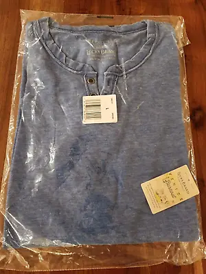 Lucky Brand Men's Venice Burnout Notch Neck Tee Shirt Rinse Blue Large 💖 • $21