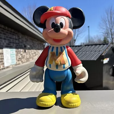 Vintage Disney Mickey Mouse Baseball Player Poseable 12  Rubber Toy • $18