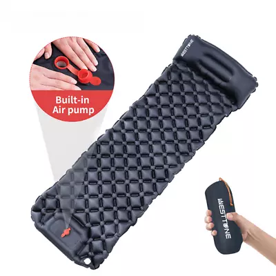 Sleeping Pad Camping Inflatable Mattress Built-in Pump Ultralight Air Cushion • $44.55