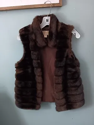 Michael By Michael Kors Brown Mink Fur Sleeveless Vest Womens Sz Small  • $33