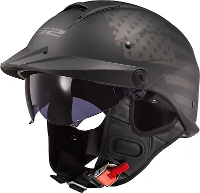LS2 Helmets Rebellion Motorcycle Half Helmet (1812 Black Flag - X-Large) • $82.62