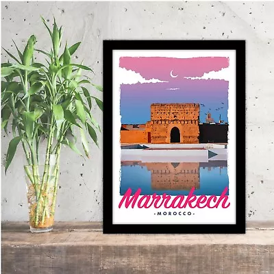£2.50 • Buy Retro Vintage Style Travel Poster Or Canvas Picture - Marrakech Morocco
