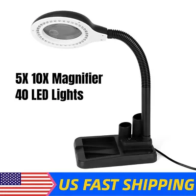 Magnifying Crafts Glass Desk Lamp 5X 10X Magnifier W/40 LED Lights Practical US • $23.99