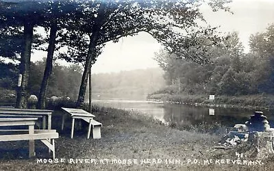 Rppc MOOSE RIVER INN Moose River-JACKMAN MAINE Eastern Illustrating REAL PHOTO • $11.99