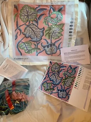 Ehrman 2014 Crewel Leaves Kaffe Fassett Blue Tapestry  Pink • $75