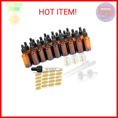 1 Oz Amber Glass Dropper Bottle 22 Pack - Essential Oils Tinctures Medicine • $23.16