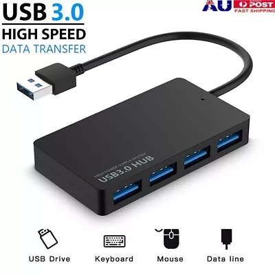 Multi USB 3.0 Hub 4 Port High Speed Slim Compact Expansion Smart Splitter • $7.40
