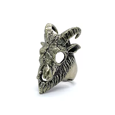 Horned Goat Biker Ring Men Sterling Silver 925 Satanism Monster Pentagram Gothic • $90